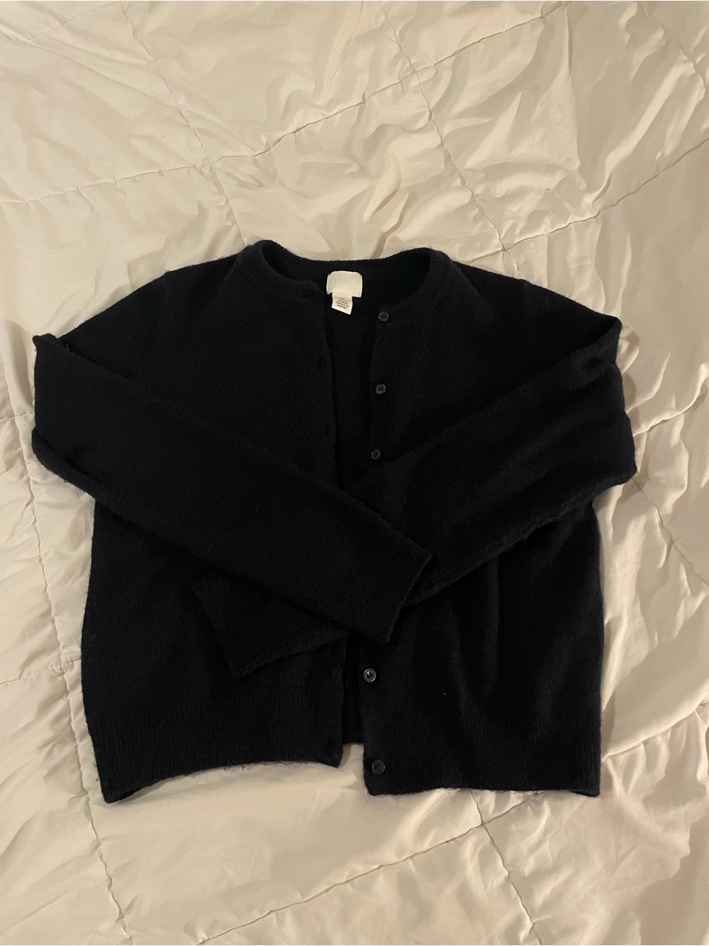 H&M Navy Crewneck Cardigan Sweater